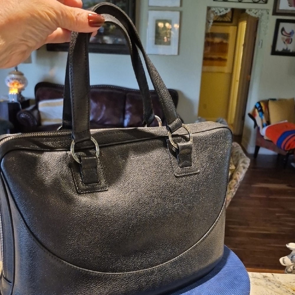 BVLGARI Decollete Handbag Black Leather In EC. Beautiful Structured Purse.EC.